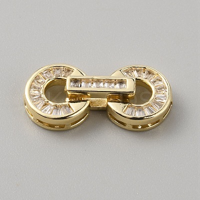 Brass Pave Clear Cubic Zirconia Fold Over Clasps KK-WH0079-35LG-1