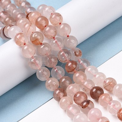 Natural Red Hematoid Quartz/Ferruginous Quartz Bead Strands G-E571-03A-1