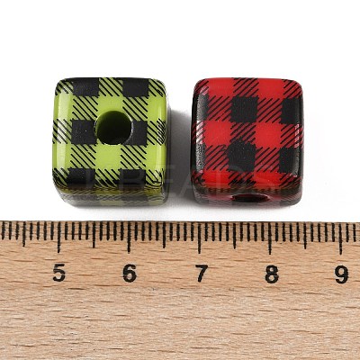Printed Opaque Acrylic Beads OACR-A040-08-1