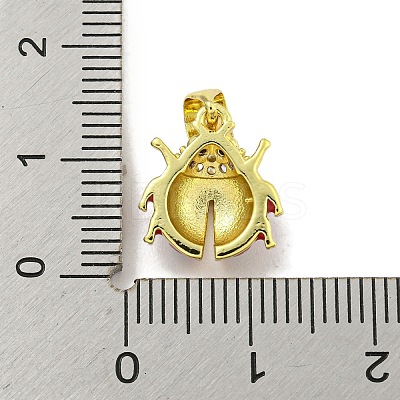 Rack Plating Brass Micro Pave Clear Cubic Zirconia with Enamel Pendant X-KK-B091-37G-01-1
