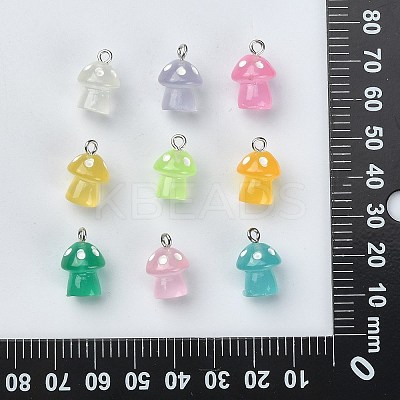 45Pcs 9 Colors Luminous Translucent Resin Pendants RESI-CJ0003-23-1