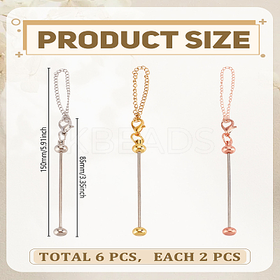 6Pcs 3 Colors Iron Bar Beadable Pendant Wine Glass Charms HJEW-LP00042-1