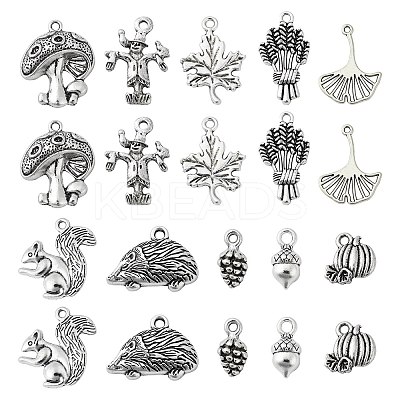 100Pcs 10 Styles Autumn Tibetan Style Alloy Pendants TIBEP-CJ0002-56-1