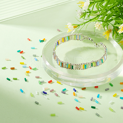 1800Pcs 18 Colors Frosted Glass Tube Beads FGLA-PH0001-09-1