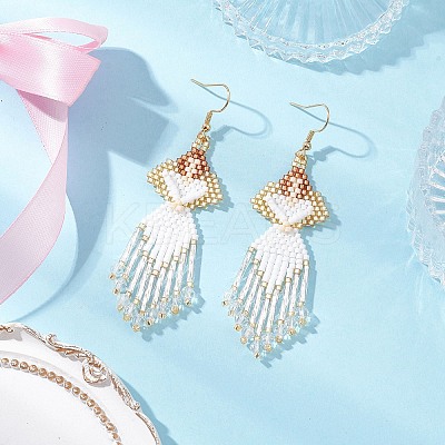 Angel Handmade Glass Seed Beads Dangle Earrings EJEW-MZ00538-02-1