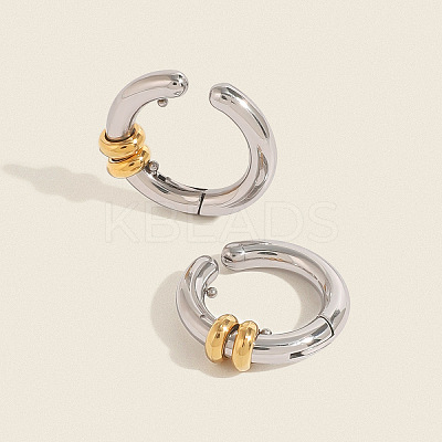 Two Tone 304 Stainless Steel Cuff Earrings WG02975-01-1