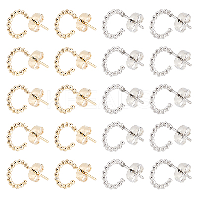10 Pairs 2 Style 304 Stainless Steel Half Hoop Earrings EJEW-DC0001-02-1
