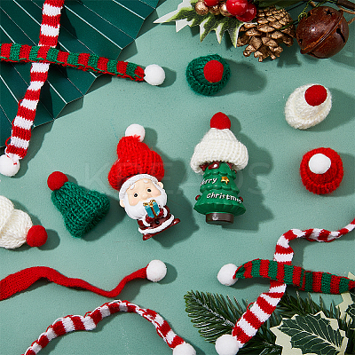 48Pcs 6 Style Christmas Mini Knitting Wool Yarn Scarf & Hats AJEW-FH0003-79-1