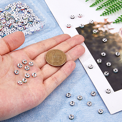 200Pcs 10 Colors Brass Rhinestone Spacer Beads RB-DC0001-09-1