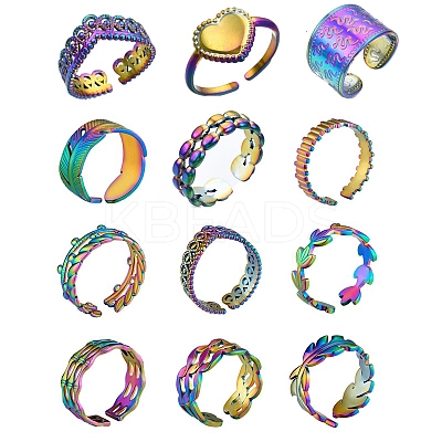Ion Plating(IP) Adjustable 304 Stainless Steel Cuff Ring RJEW-MSMC002-14-1