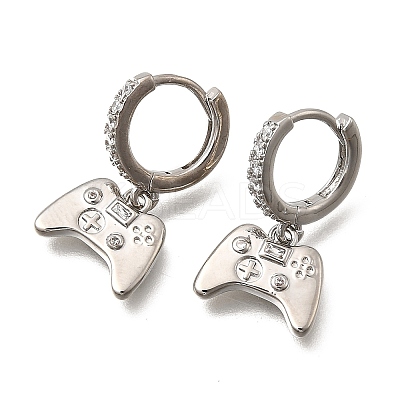 Brass Micro Pave Cubic Zirconia Hoop Earrings EJEW-P322-14P-1