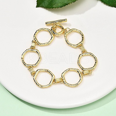 Brass Hexagon Link Chain Bracelets for Women Men BJEW-G740-05G-1