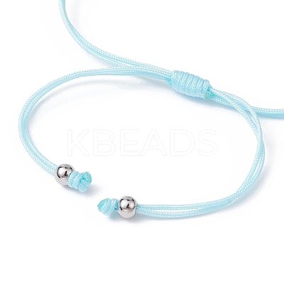 Heart Synthetic Turquoise Braided Bead Bracelets BJEW-JB09822-1