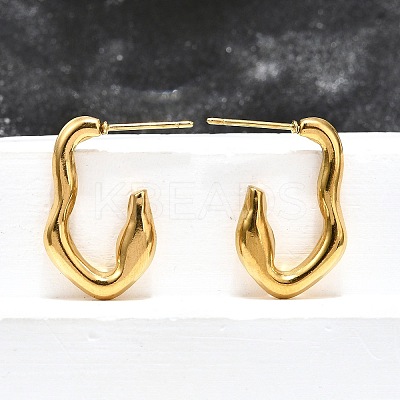 Ion Plating(IP) 304 Stainless Steel C-shape Stud Earrings EJEW-P197-03G-1