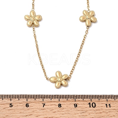 304 Stainless Steel 5-Petal Flower Link Chain Necklaces NJEW-G184-03G-1