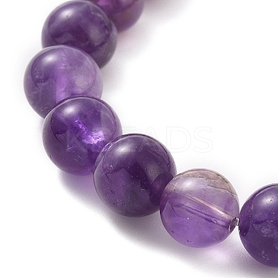 Natural Amethyst & Alloy Buddha Head Beaded Strech Bracelets BJEW-JB09420-01-1