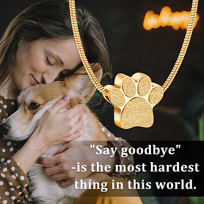 Paw Print Urn Ashes Necklace NJEW-WH0024-01G-1