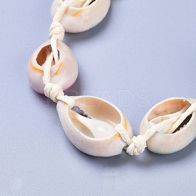 Adjustable Printed Cowrie Shell Braided Bead Bracelets BJEW-JB04273-1