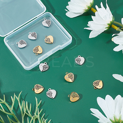 12Pcs 2 Colors 304 Stainless Steel Charms STAS-DC0008-54-1