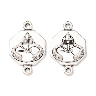 Tibetan Style Alloy Octagon with Church Connector Charms FIND-Z099-16AS-01-1