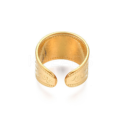 Ion Plating(IP) 304 Stainless Steel Snake Pattern Open Cuff Ring LS-RJEW-S405-257G-1