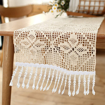 Polyester & Imitation Pearl Beaded Tassel Ribbon OCOR-XCP0002-82-1