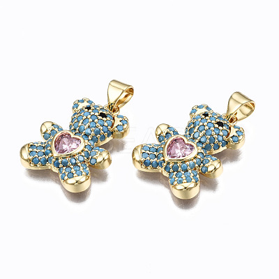 Brass Micro Pave Clear Cubic Zirconia Pendants ZIRC-S067-044C-NR-1