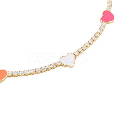 Brass Cubic Zirconia with Enamel Pendant Necklaces NJEW-S418-04-1