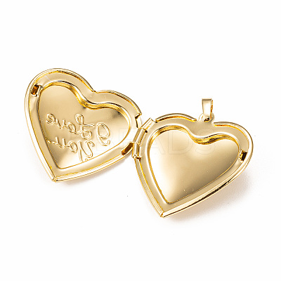 Rack Plating Brass Locket Pendants KK-G452-03G-1