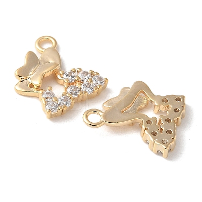 Brass Micro Pave Clear Cubic Zirconia Pendants KK-Q031-46G-01-1