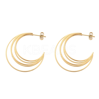 Multilayer C-Shaped 304 Stainless Steel Stud Earrings EJEW-Z098-28G-1