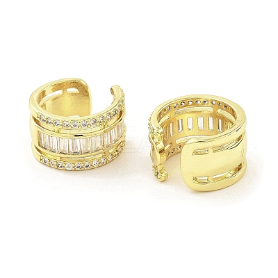 Rack Plating Brass Micro Pave Cubic Zirconia Cuff Earring EJEW-H117-08G-1