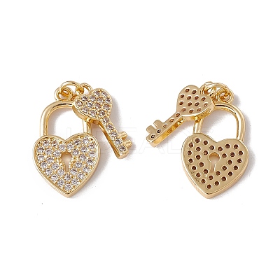 Brass Micro Pave Clear Cubic Zirconia Pendants KK-G439-28G-1