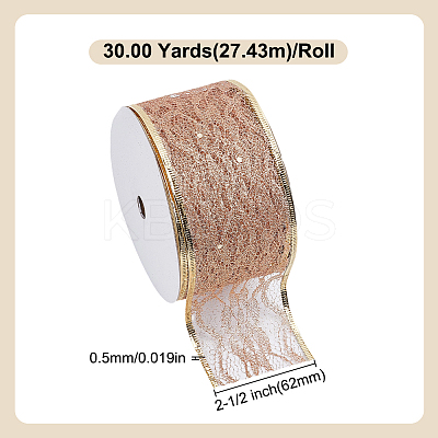 Polyester Glitter Lace Trim OCOR-WH0109-007-1