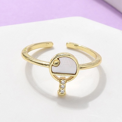 Brass Micro Pave Clear Cubic Zirconia Cuff Rings for Women RJEW-C126-08G-1
