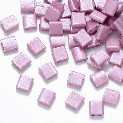 FGB 2-Hole Baking Paint Glass Seed Beads X-SEED-S031-L-599-1