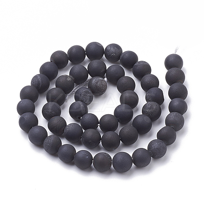 Electroplate Natural Druzy Geode Weathered Agate Beads Strands G-S284-10mm-01-1