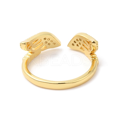 Clear Cubic Zirconia Wings Open Cuff Rings RJEW-L106-011G-1