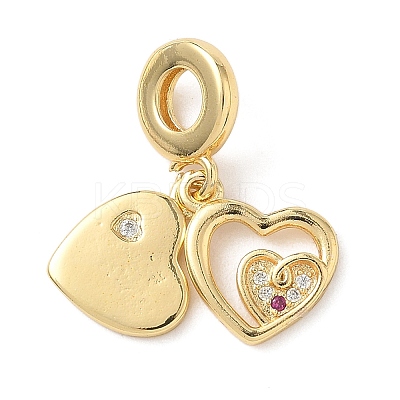 Brass Micro Pave Clear Cubic Zirconia European Dangle Charms KK-D502-14A-G-1