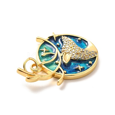 Rack Plating Brass Micro Pave Cubic Zirconia Pendants KK-M230-34G-1