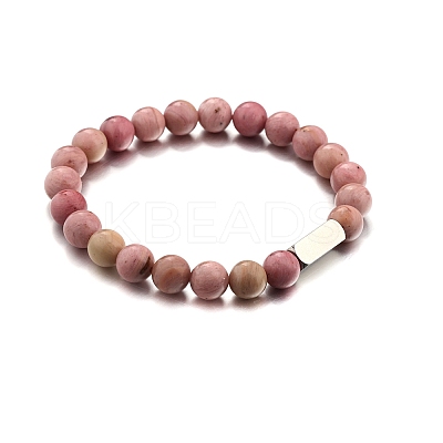 Natural Rhodonite Round Beaded Stretch Bracelet LS-PW-WG80752-10-1
