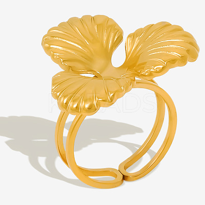 Stylish 304 Stainless Steel Clover Cuff Ring for Women UH3775-2-1