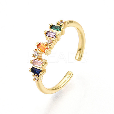 Brass Micro Pave Cubic Zirconia Cuff Rings for Women KK-T070-110-1