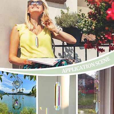 4pcs 2 styles Faceted Transparent Glass Big Pendants GLAA-PH0003-24-1