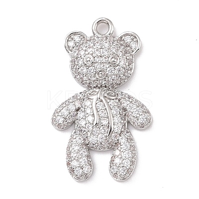 Eco-friendly Brass Micro Pave Clear Cubic Zirconia Pendants KK-D079-02P-1