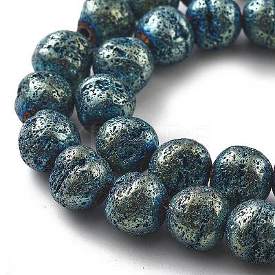 Electroplated Natural Lava Rock Beads Strands G-A251-D01-01A-1