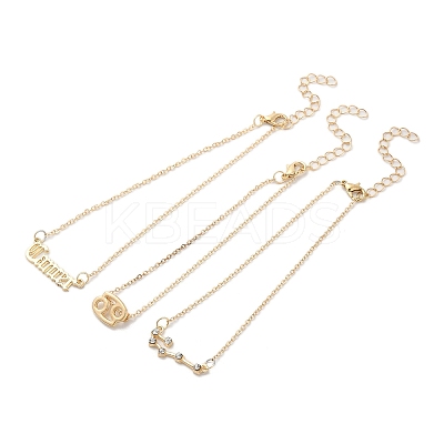 3Pcs Alloy Rhinestones Anklets AJEW-S083-01G-05-1
