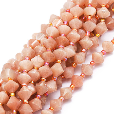Natural Peach Moonstone Beads Strands G-E569-C14-1