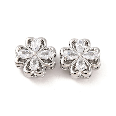 Brass Micro Pave Clear Cubic Zirconia Beads KK-S389-21P-1