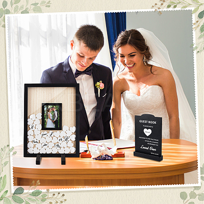 Rectangle Wooden Wedding Guest Book ODIS-WH0043-231-1